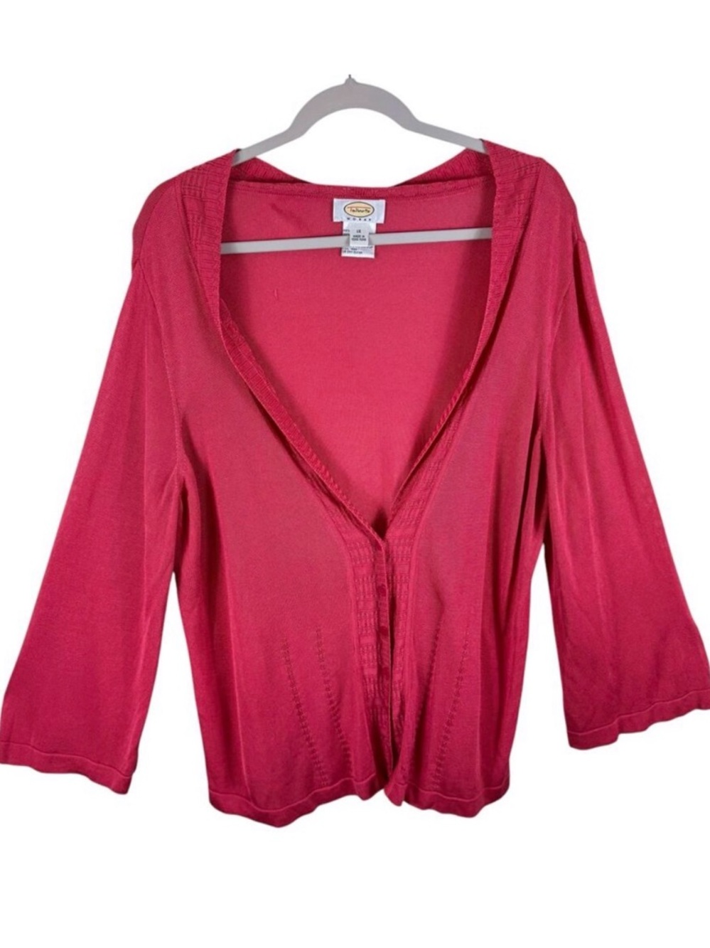 Talbots Vintage Pink Deep V-Neck Long Sleeve Button Front Thin Cardigan Size 1X